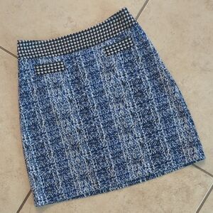 CAbi Reina Blue and White Skirt - Size 2